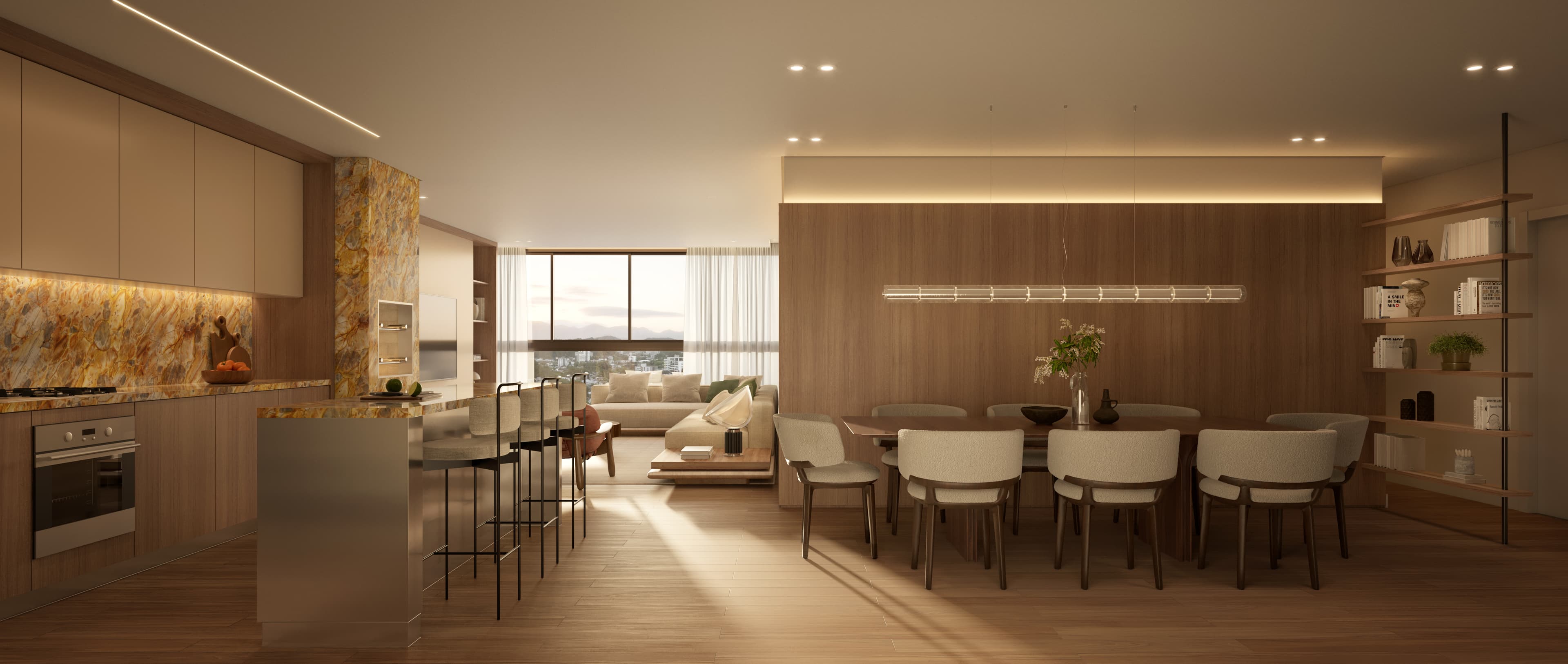 Living integrado do apartamento Ortus